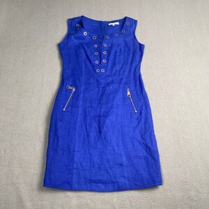 Mariely Women's Dress size 38 blue Short Sleeve Zipper Knee Length.